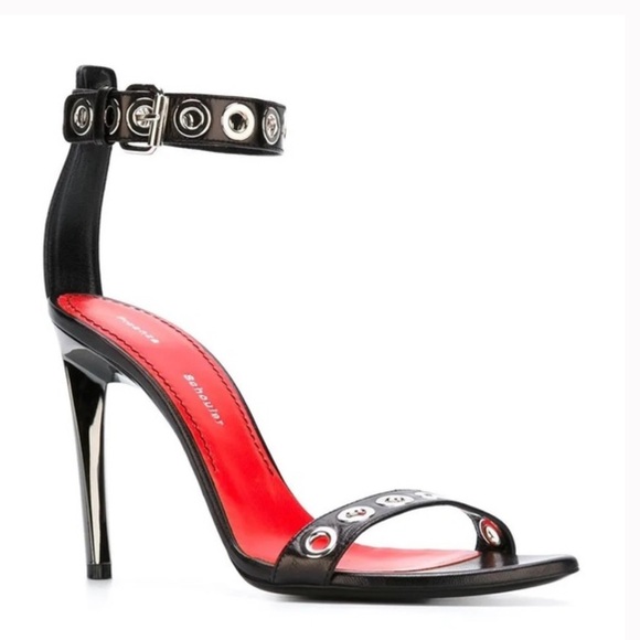 Proenza Schouler Grommets Leather Strappy Ankle Sandals Shoes Rings Sexy Goth 38 - Picture 1 of 16